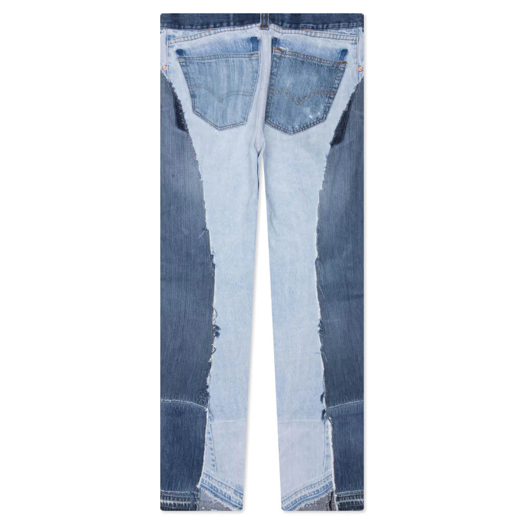 Reconstructed Denim Raw Pant Blue