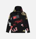 Brooklyn Fleece All Over Print Mens Pullover Hoodie Black Red