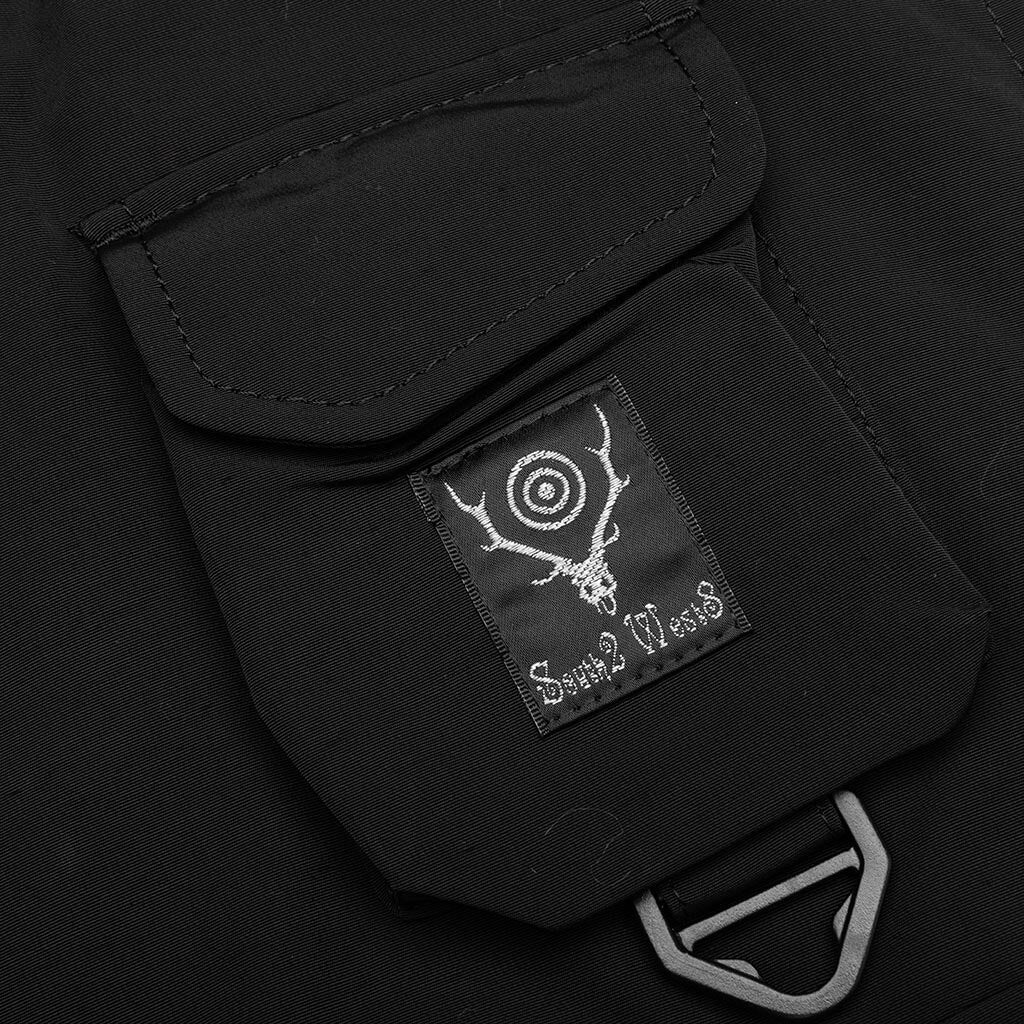 Multi Pocket Zipped Down Vest Black
