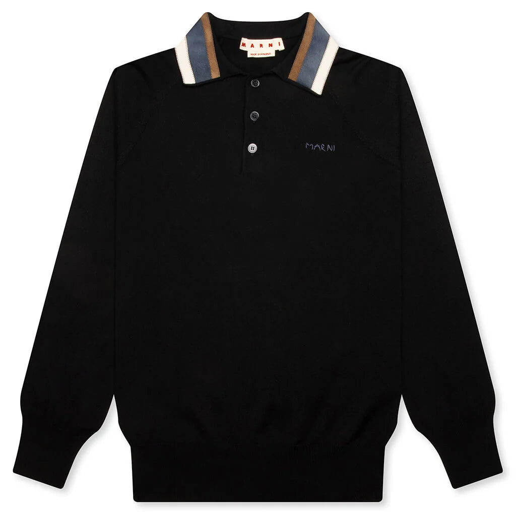 Light Wool With Patchwork Gauge Polo Black