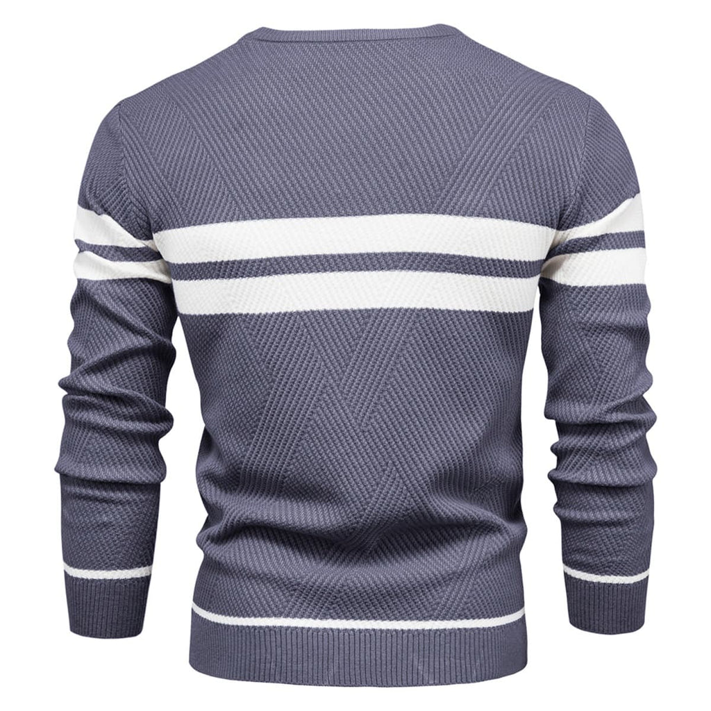 Mens Crew Neck Pullover Striped Sweater