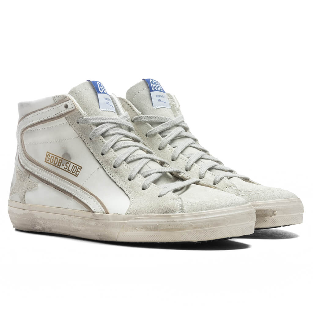 Slide Leather Sneakers White Ice