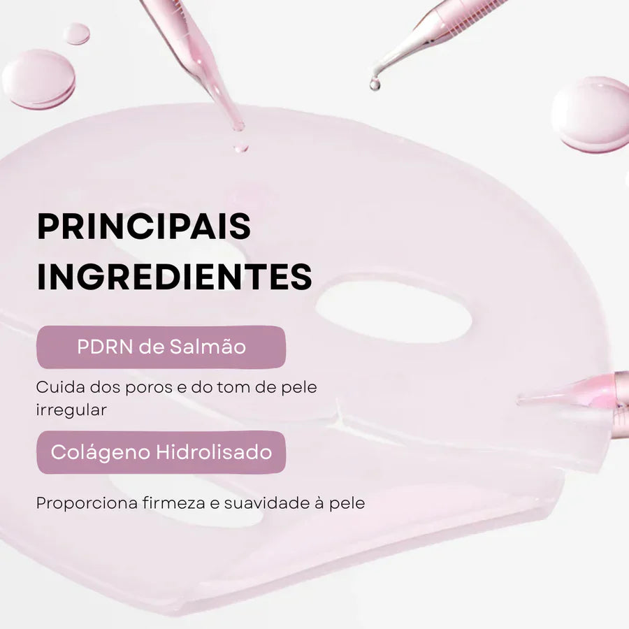 Máscara Facial de Colágeno Rosa com PDRN PAGUE 4 LEVE 8