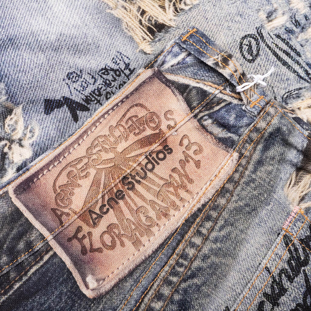 Super Baggy Fit Scribble Jeans Mid Blue