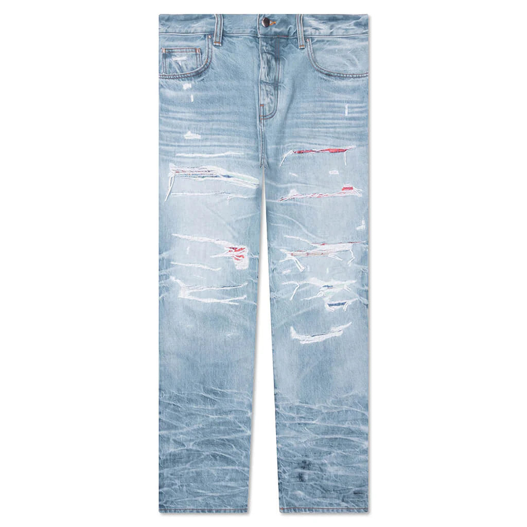 Straight Fit Aloha Patch Jean Faded Indigo
