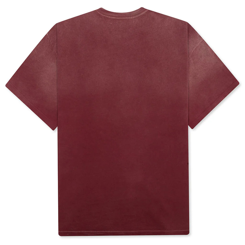 Pearl Studded Logo Tee Burgundy