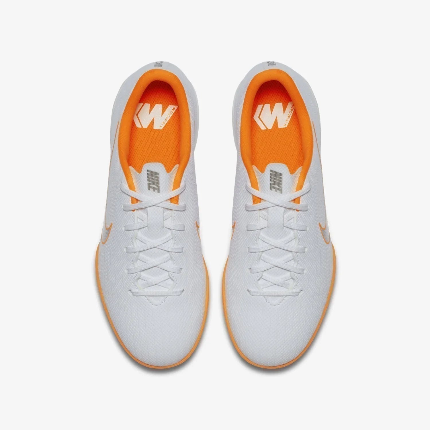 Nike Jr MercurialX Vapor XII Academy Indoor Soccer Shoes White Total Orange Metallic Cool Grey Metallic Cool Grey