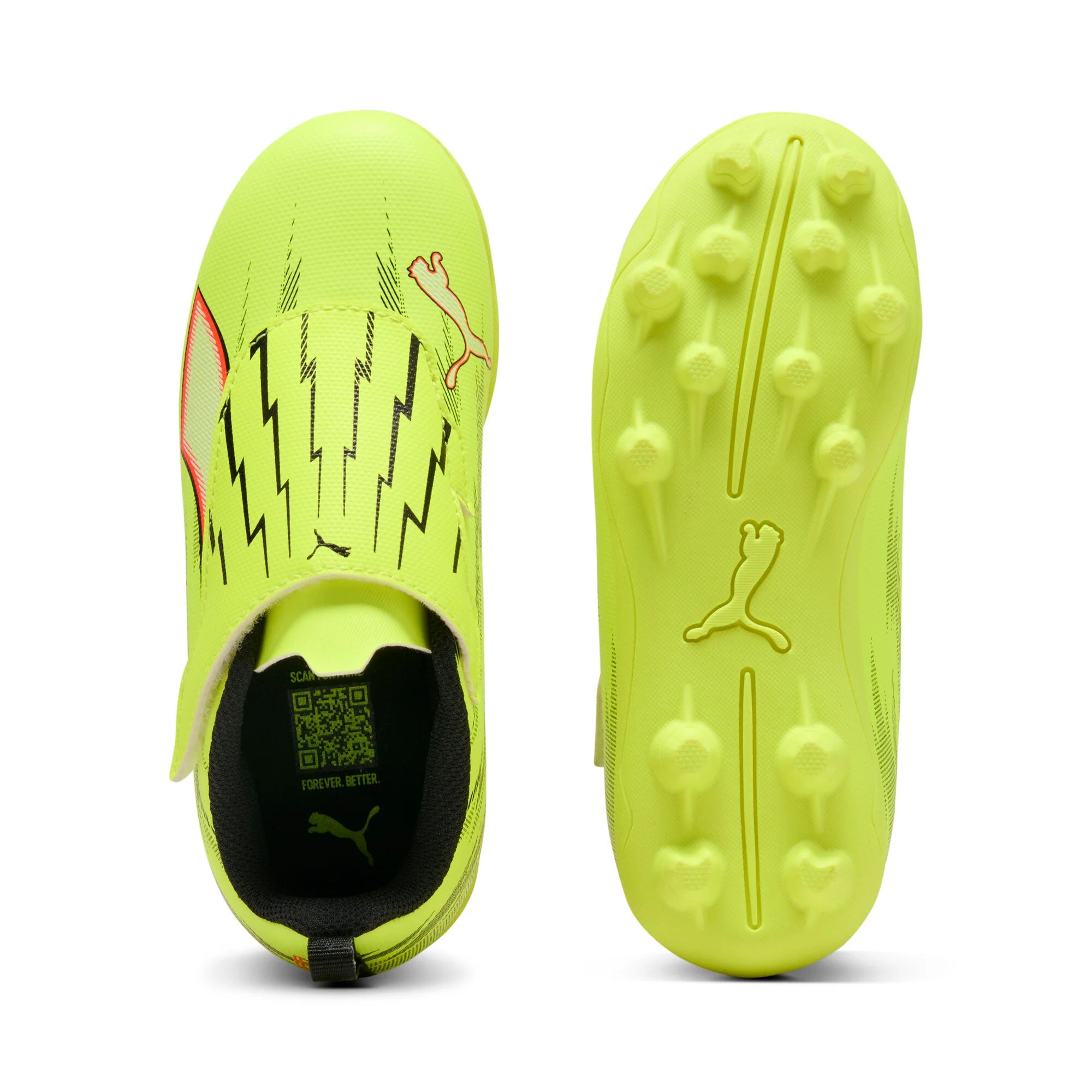 PUMA Ultra 6 Play V FG AG RB Firm Multi Ground Youth Soccer Cleats Yellow Black Red