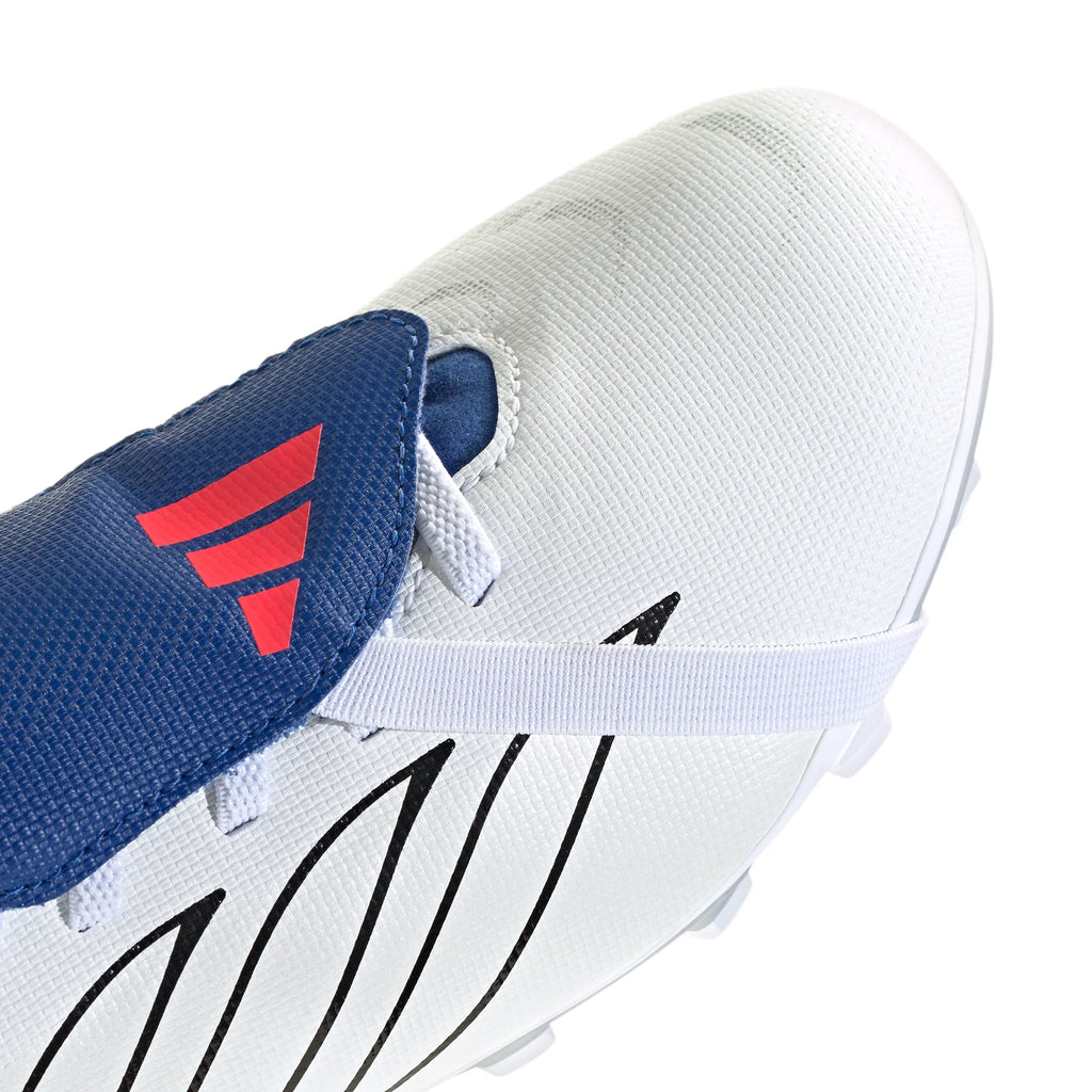 adidas Predator Club Fold Over Tongue Elastic Laces Firm Ground Multi Ground Youth Soccer Cleats White