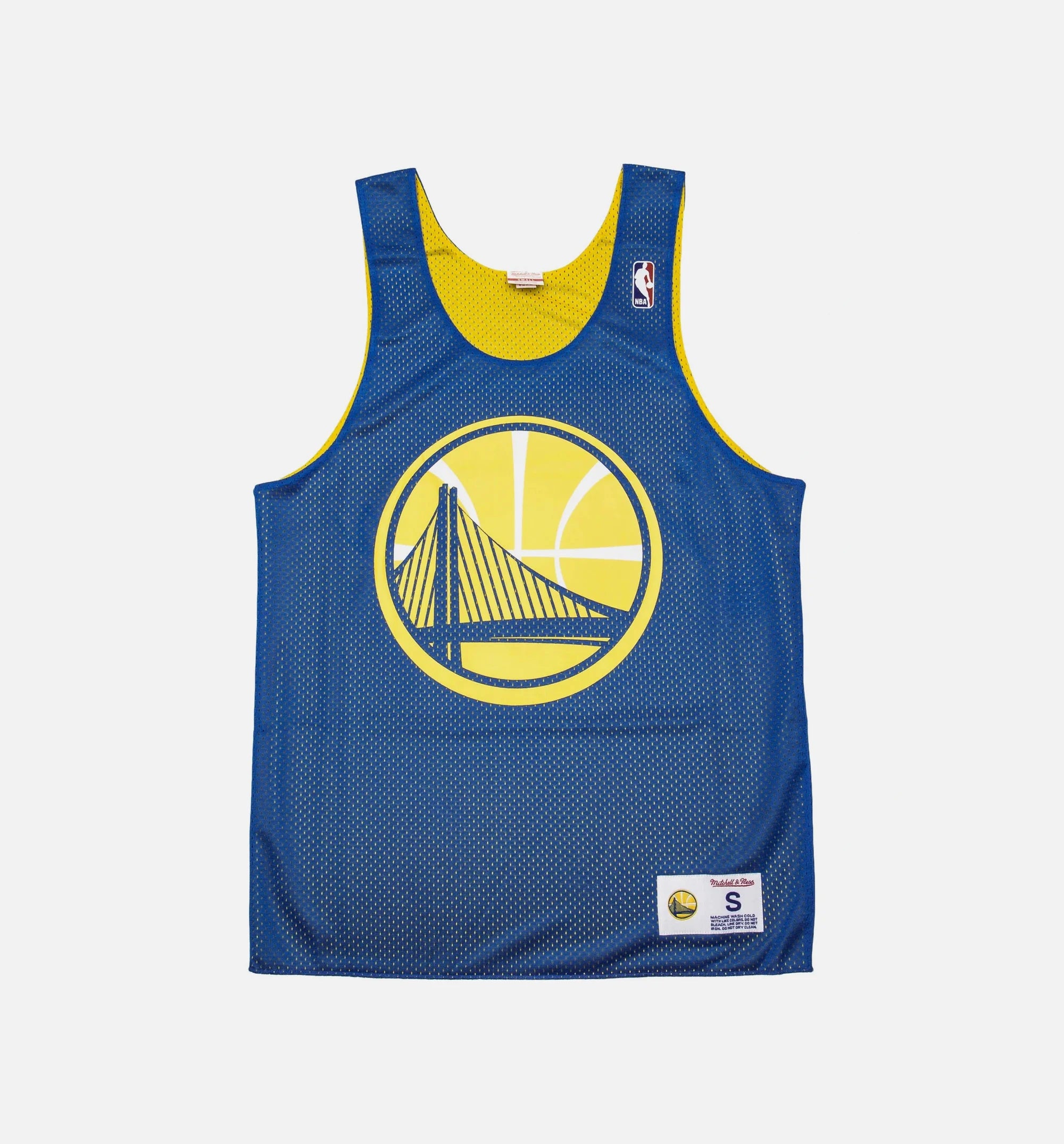 Golden State Warriors NBA Reversible Mesh Mens Jersey Blue Gold