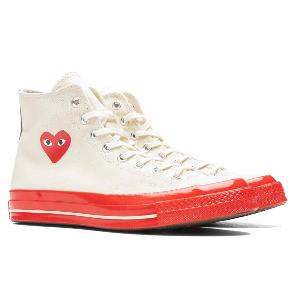 Converse x Comme Des Garcons PLAY All Star Chuck 70 Hi Red Sole White
