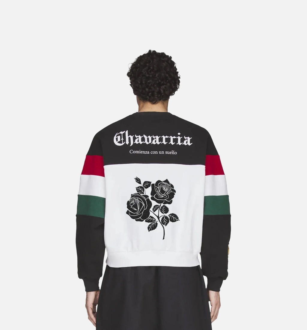 Chavarria Fleece Crewneck Mens Sweatshirt Black White