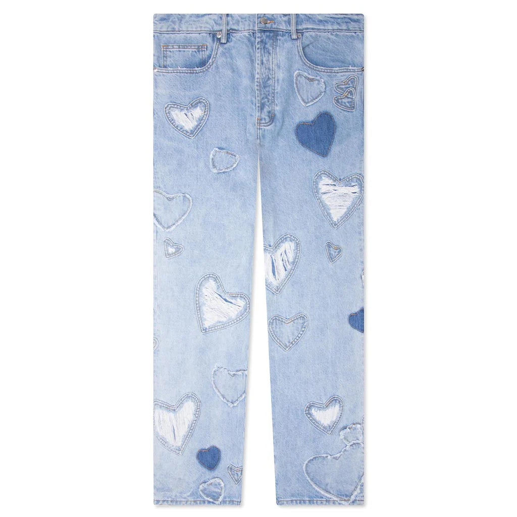 Heart Patchwork Jeans Light Wash