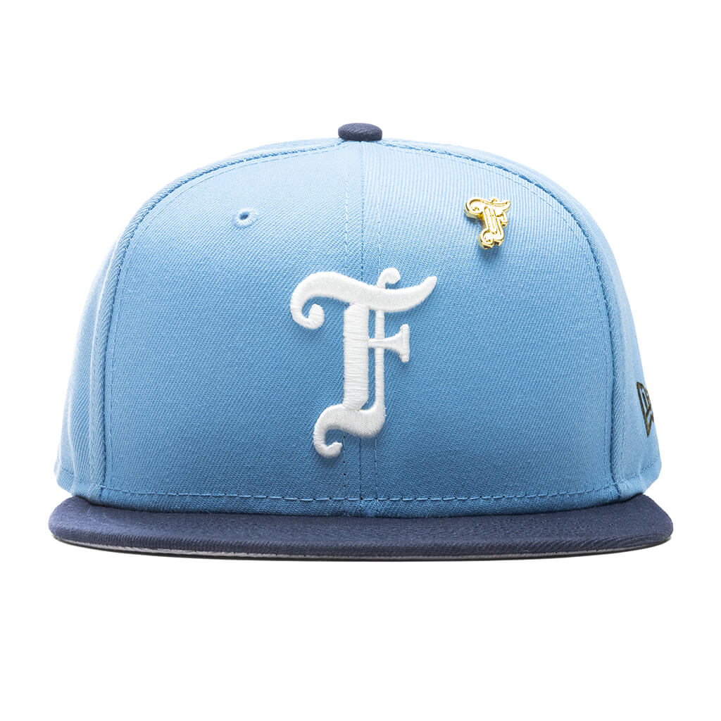 Feature x New Era Old English F Snapback Hat w Pin Birdseye Blue Night Shift Navy