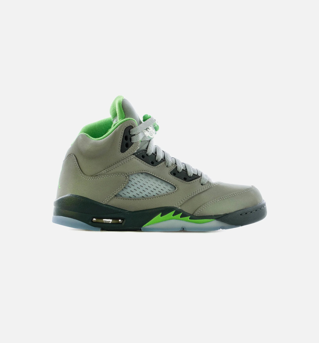 Air Jordan 5 Retro Green Bean Grade School Lifestyle Shoe Silver Green Free Shipping