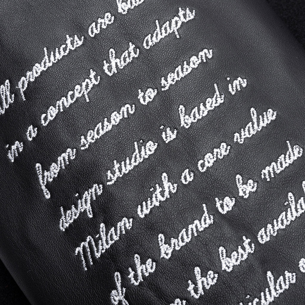 Wiz Dices Lea Wool Varsity Jacket Black White
