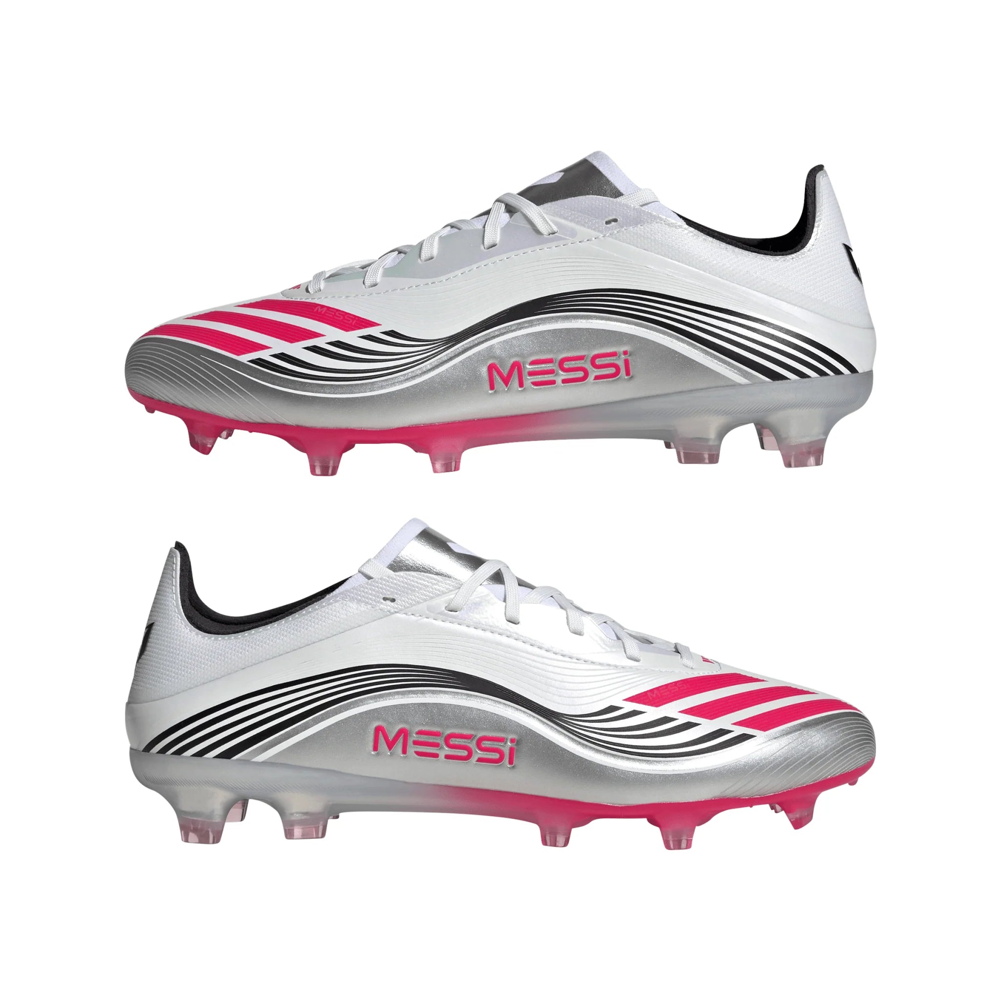 adidas F50 Messi Pro Firm Ground Soccer Cleats White Red Silver