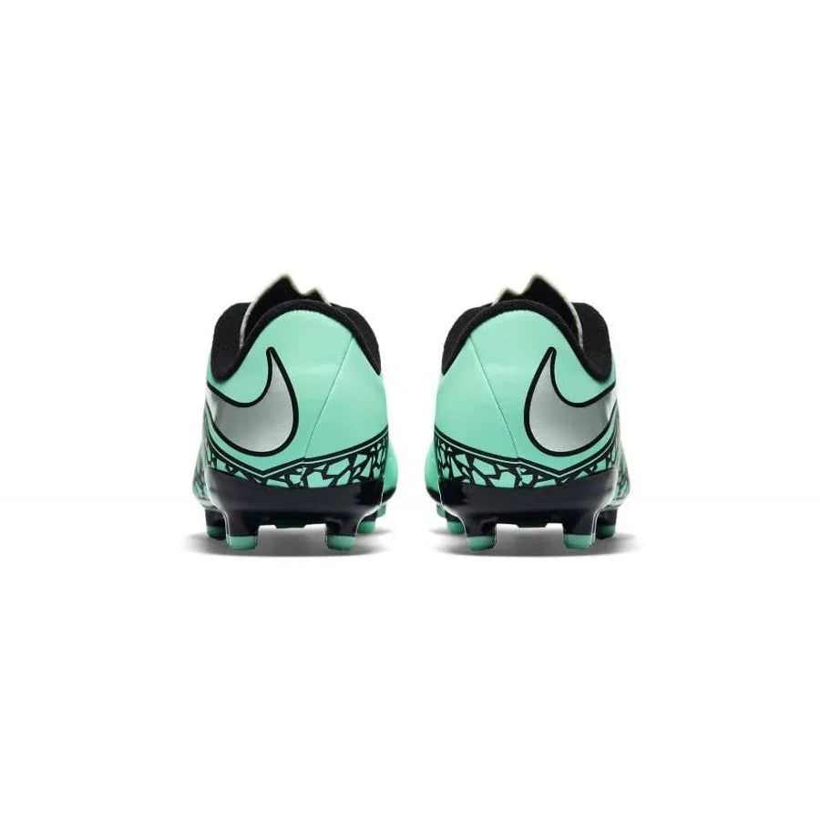 Nike JR Hypervenom Phelon II FG Soccer Cleats Green Glow Hyper Orange Metallic Silver