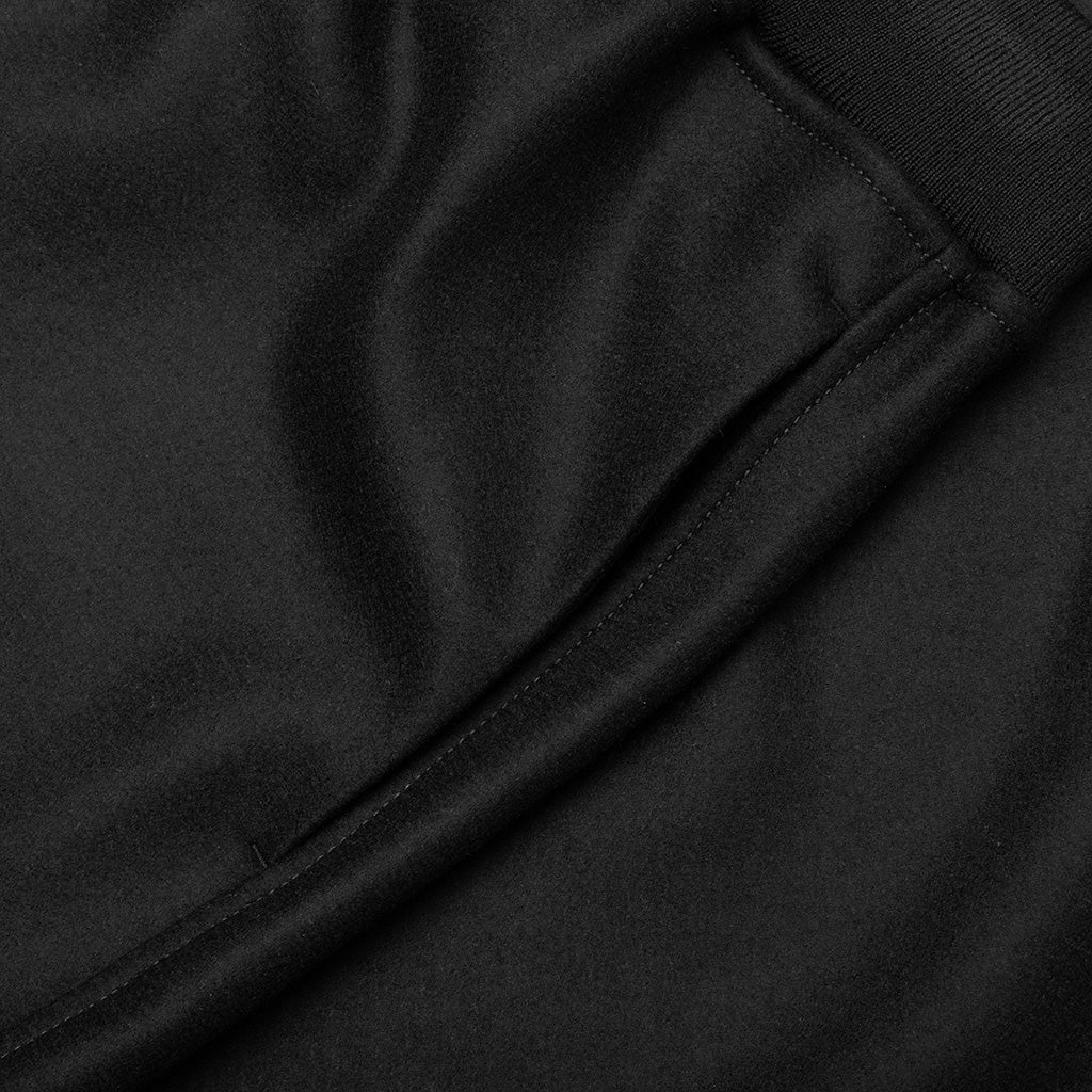 Melton Wool Trousers with Drawstring at Hems Black