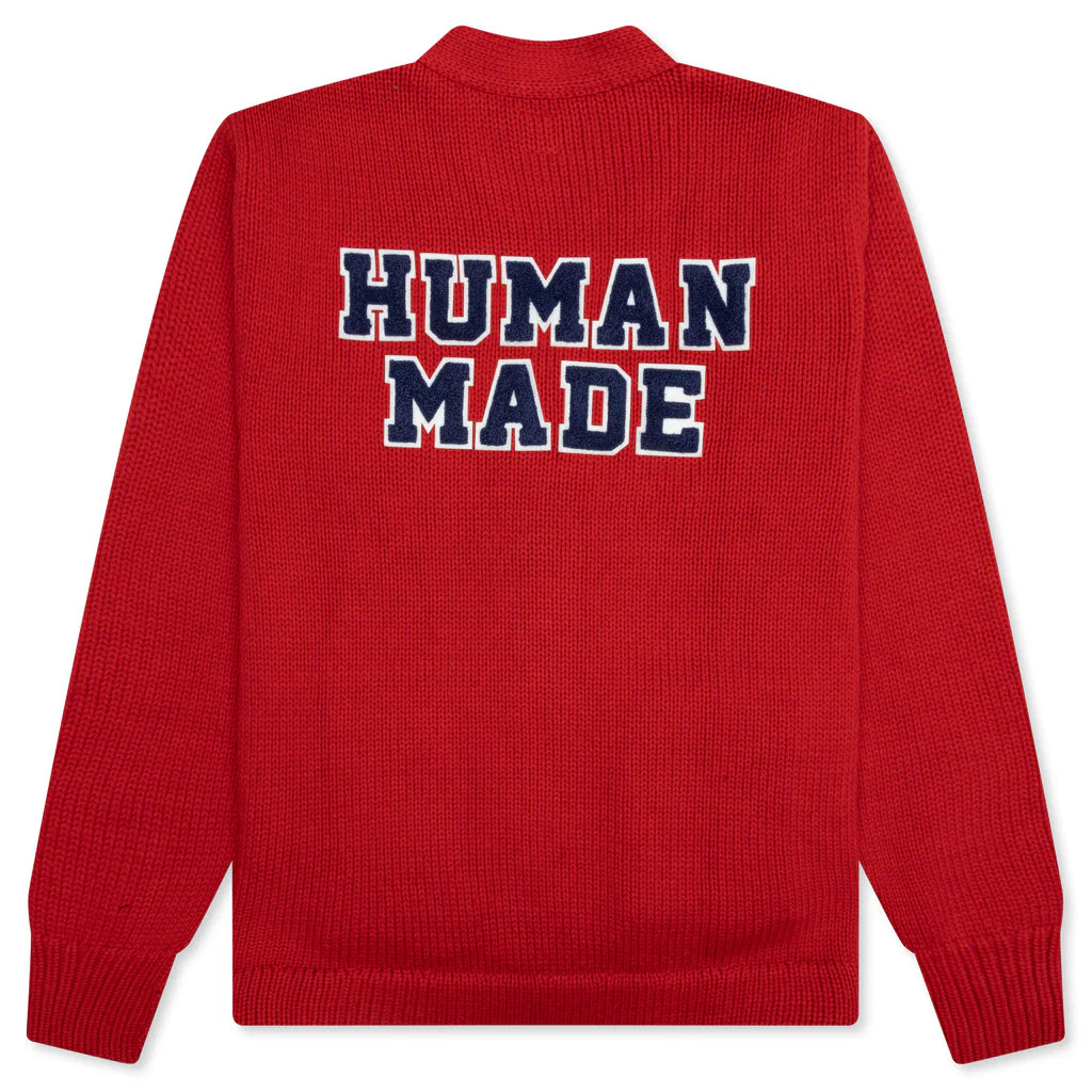 Low Gauge Knit Cardigan Red