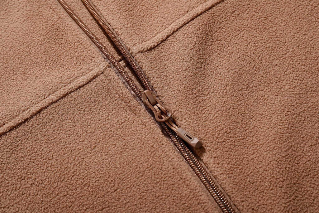 Mens Fleece Full Zip Brown Jacket