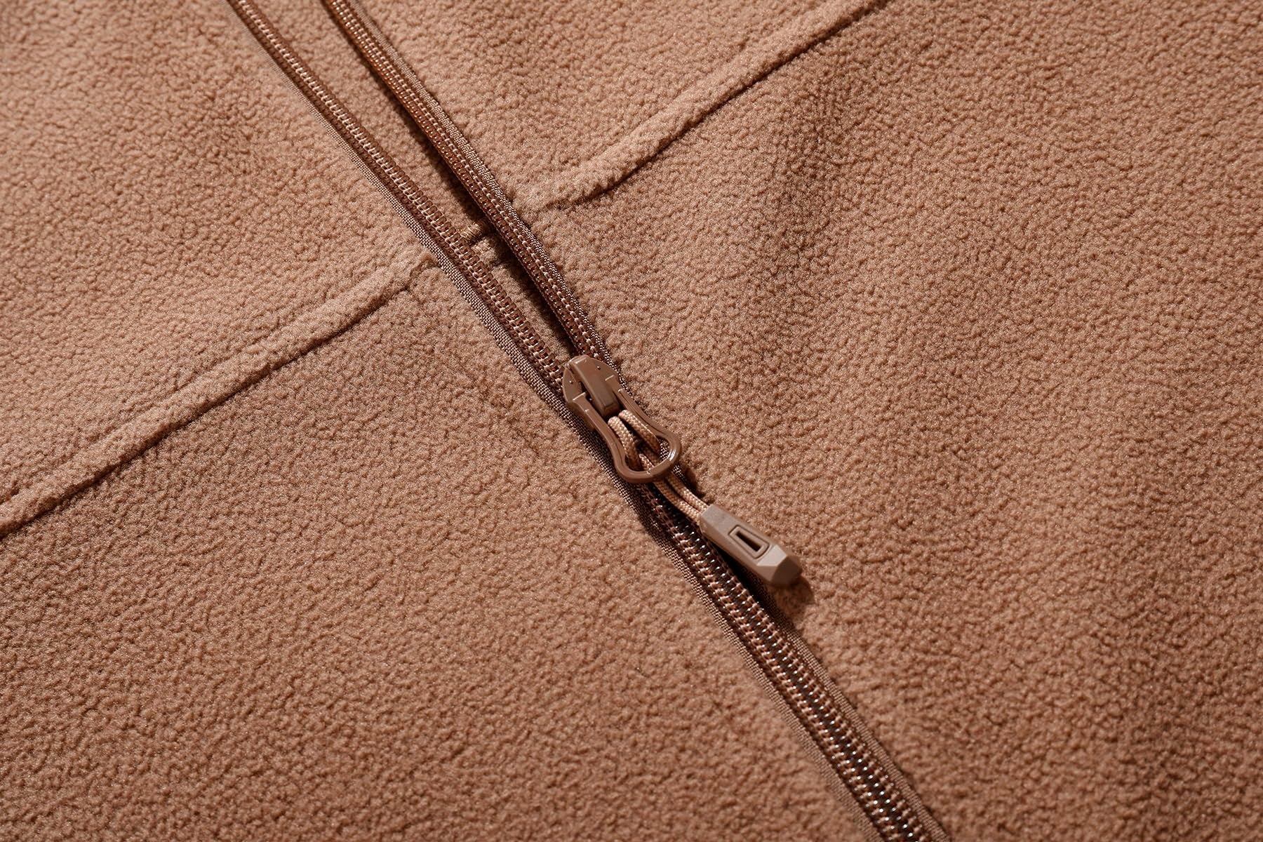 Mens Fleece Full Zip Brown Jacket