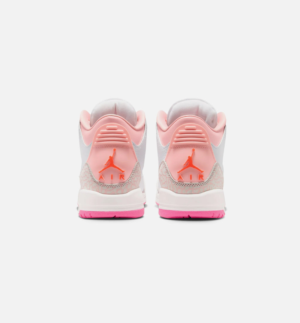 Air Jordan 3 Retro Spring Flowers Grade School Lifestyle Shoe Pearl Pink Pink Bloom Pink Glow Hyper Orange
