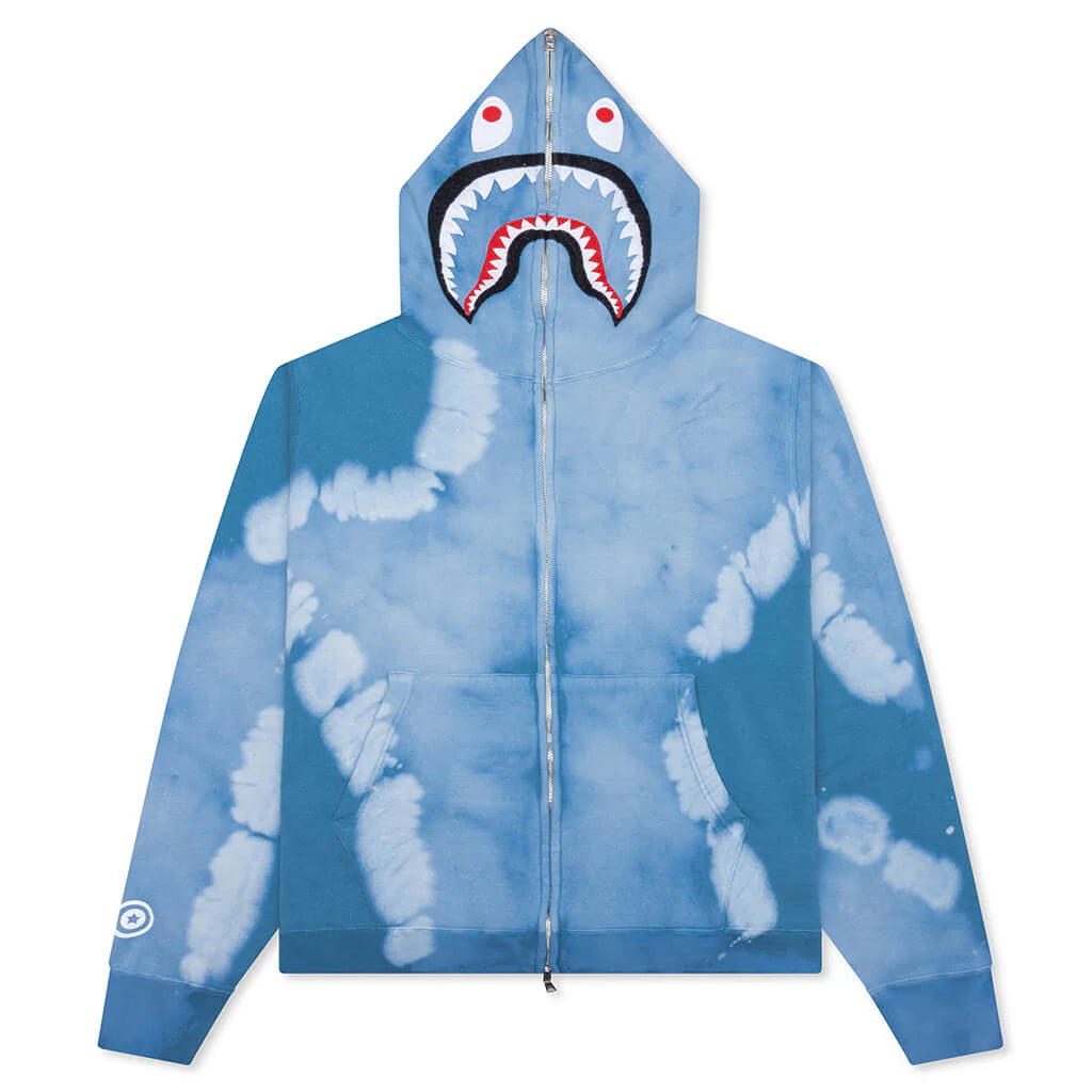 Hand Dye Shark Full Zip Hoodie Blue