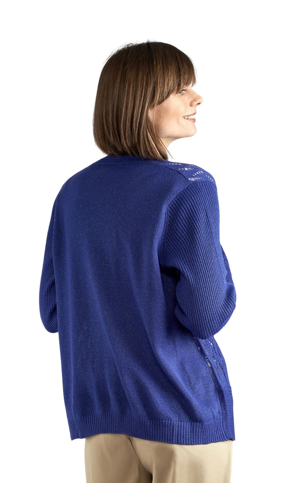 Women's Open Front Glitter Shrug in Soft Acryllic