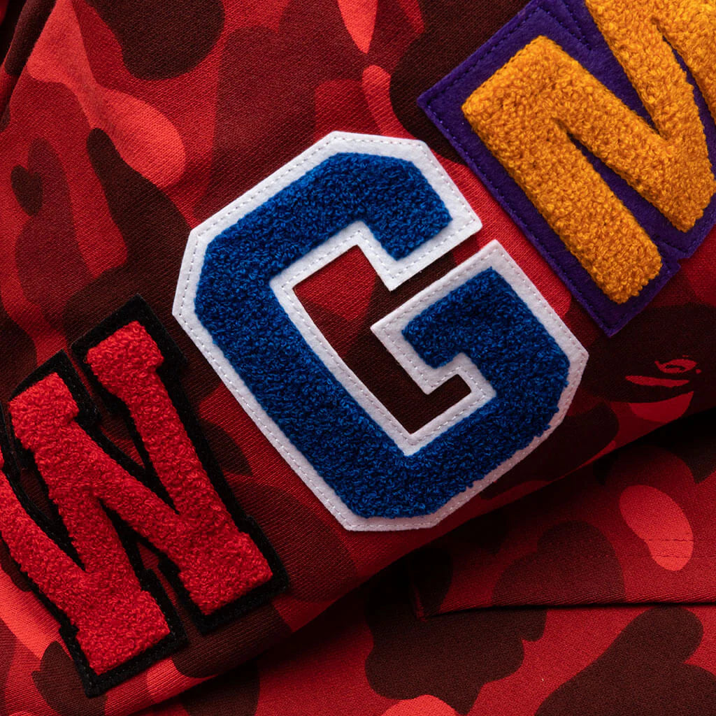 Color Camo Shark Full Zip Hoodie Red