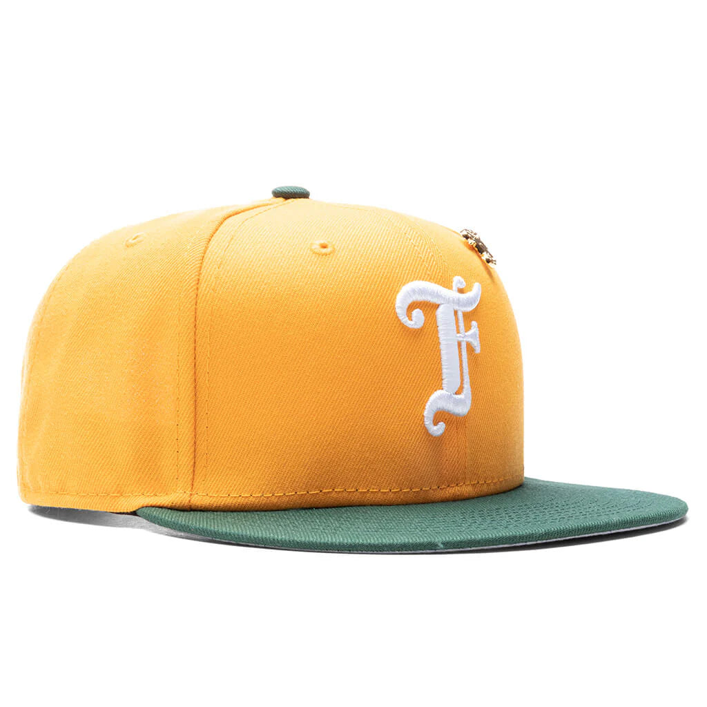 Feature x New Era Old English F Snapback Hat w Pin Gold Cilantro