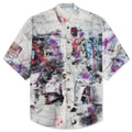 Painted Trompe loeil Print Button Up Shirt White Multicolor