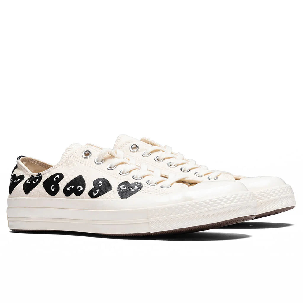 Converse x Comme Des Garcons PLAY All Star Chuck 70 Ox Multi Heart Milk Black