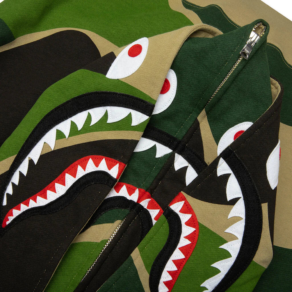 Mega ABC Camo Double Shark Relaxed Fit Full Zip Hoodie Green