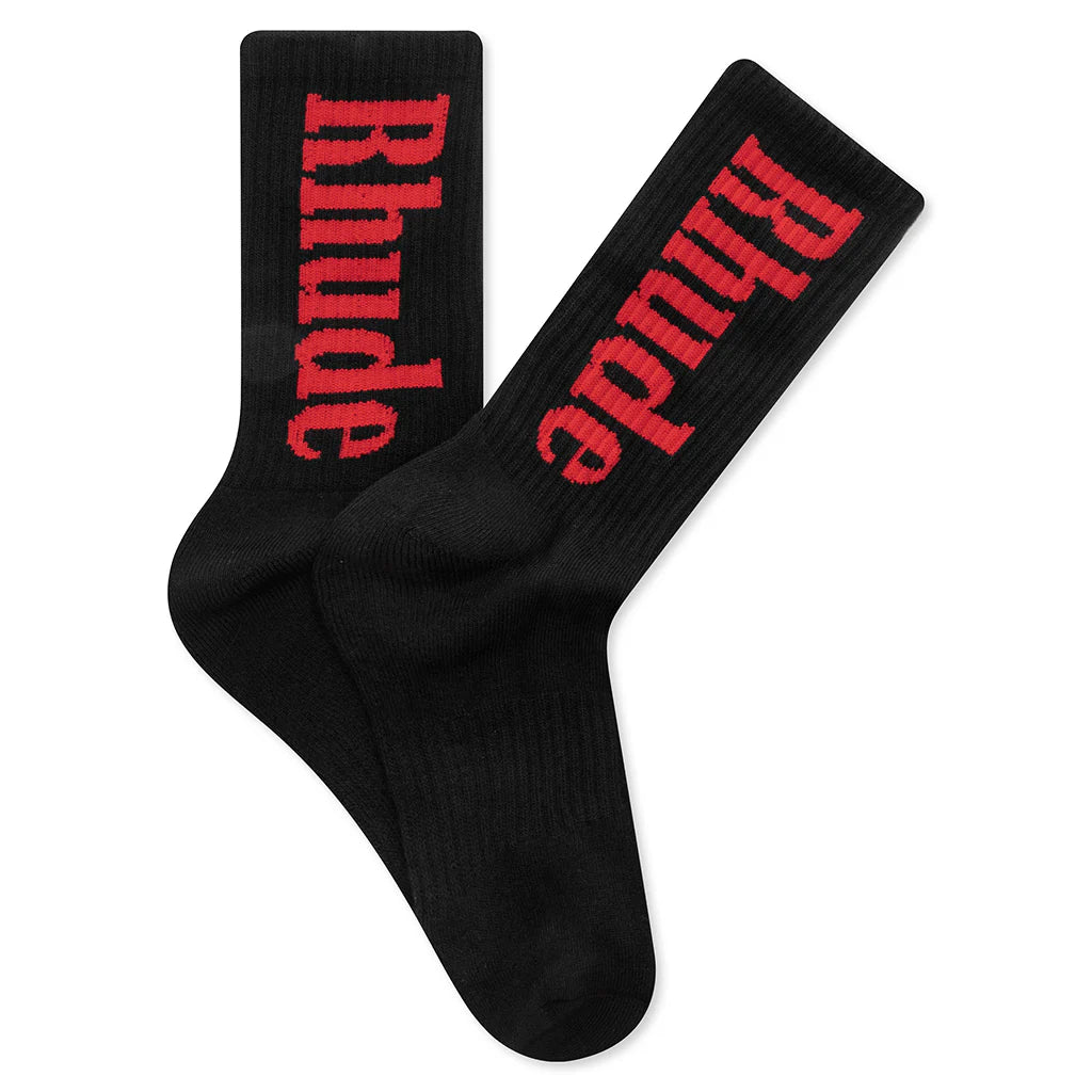 Script Sock Black Red