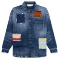 Virgin Wool Shirt With Knitted Patches Deep Blue