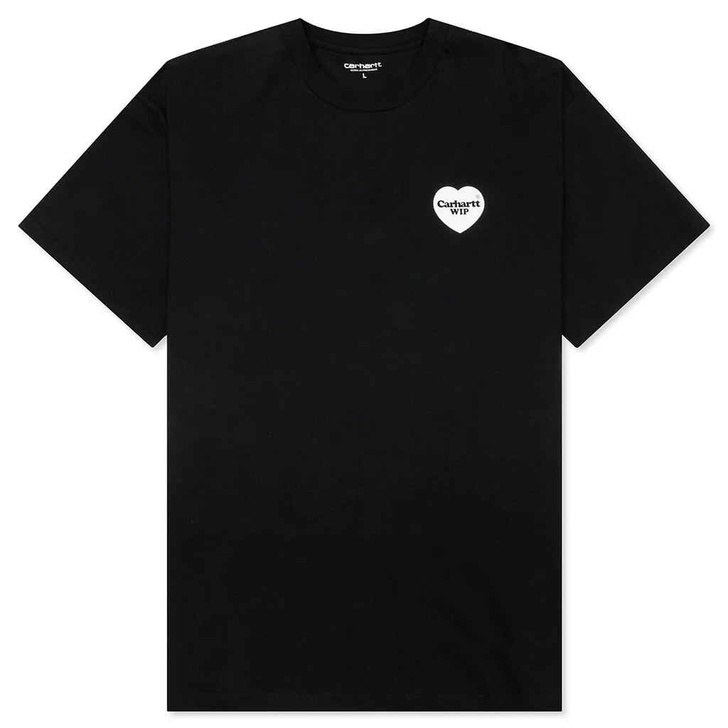 S S Heart Bandana T Shirt Black White Stone Washed