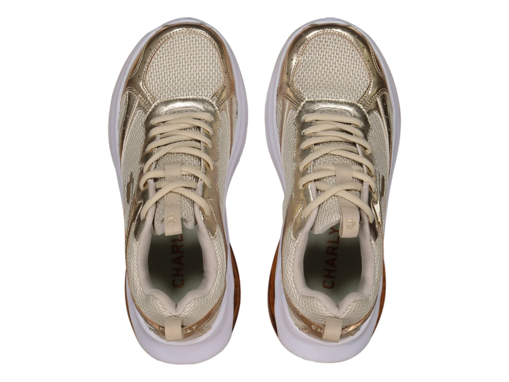 Tenis Charly Oro y Beige para Mujer