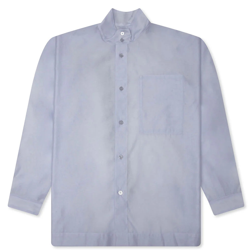 Crystalline Wool Blend Shirt White Blue
