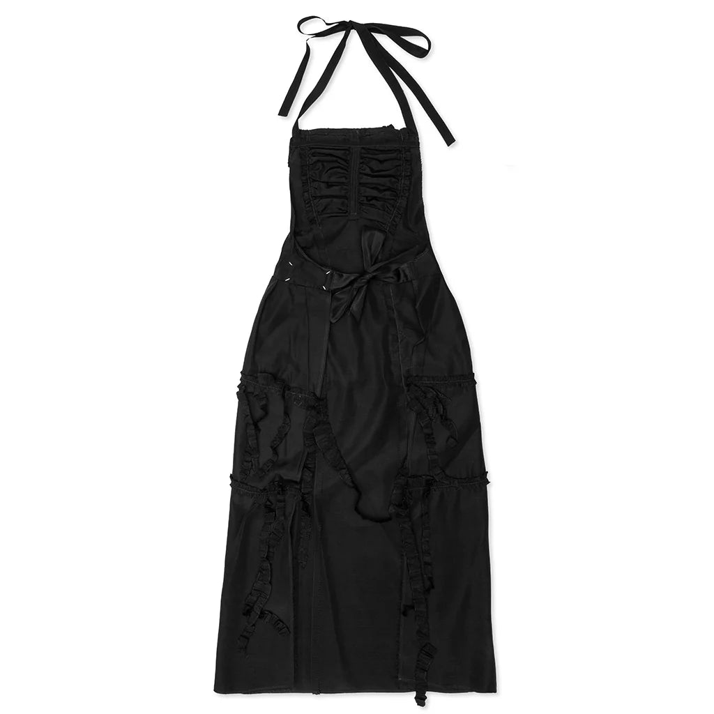Silk Apron Stole Dress Black
