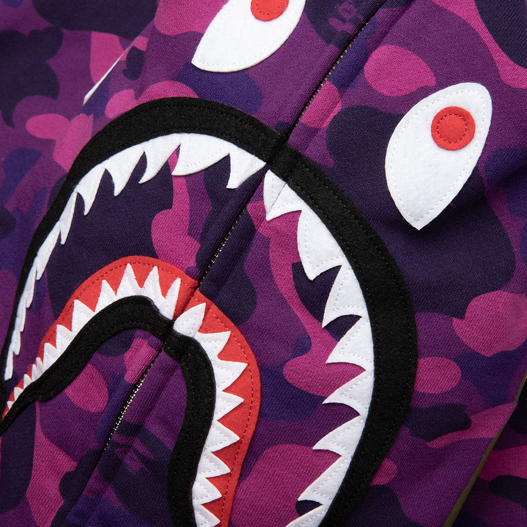 Color Camo Shark Full Zip Hoodie Purple