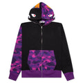 Color Camo Shark Full Zip Hoodie Purple
