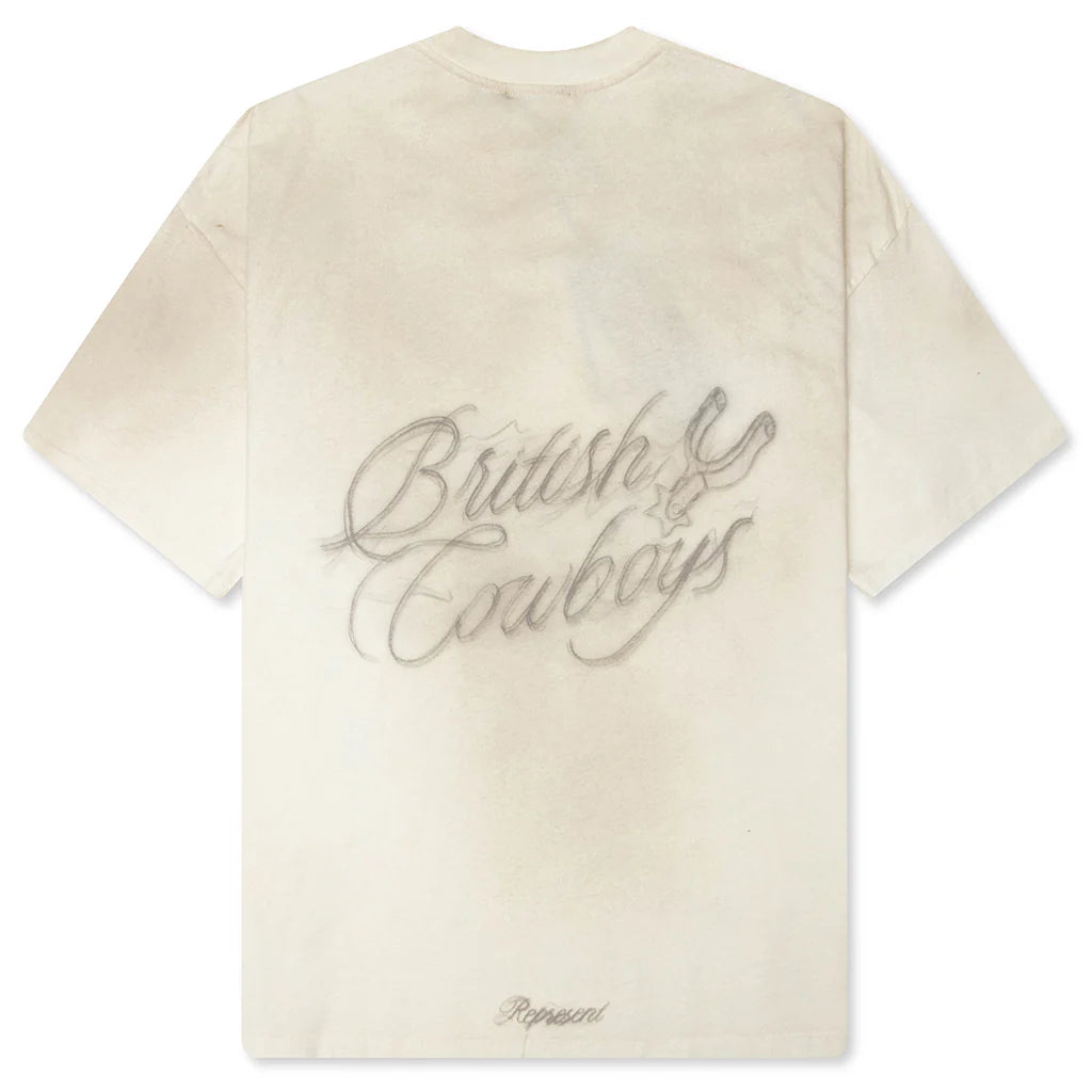 British Cowboys T Shirt Washed Ecru