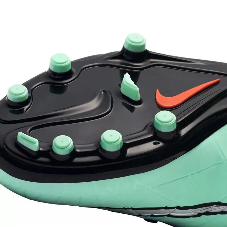 Nike JR Hypervenom Phelon II FG Soccer Cleats Green Glow Hyper Orange Metallic Silver
