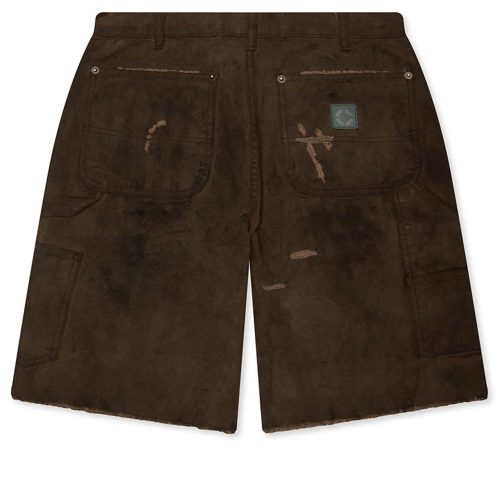 Sinned 4 Nothing Waxed Canvas Double Knee Short Brown