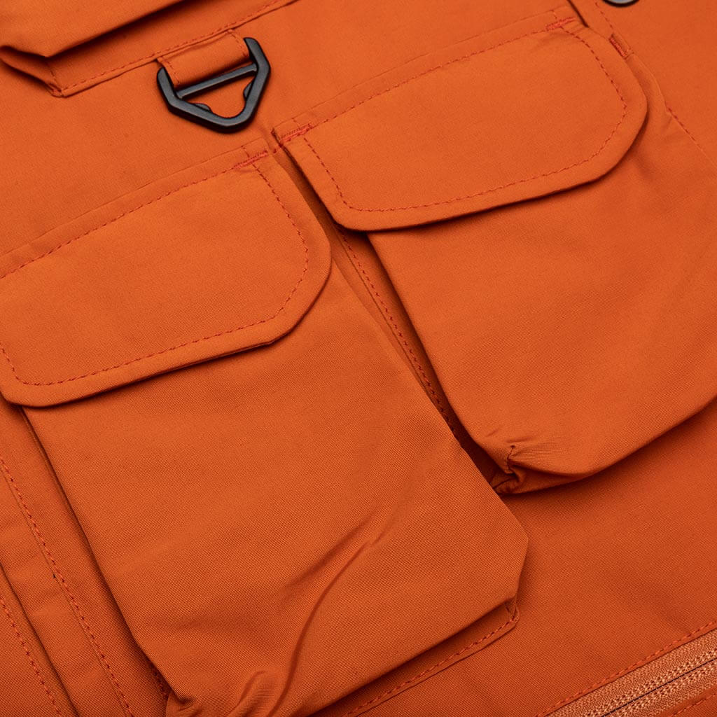 Multi Pocket Zipped Down Vest Orange