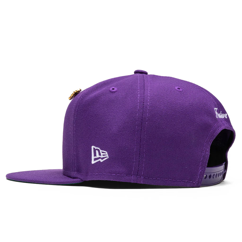 Feature x New Era Old English F Snapback Hat w Pin Deep Purple
