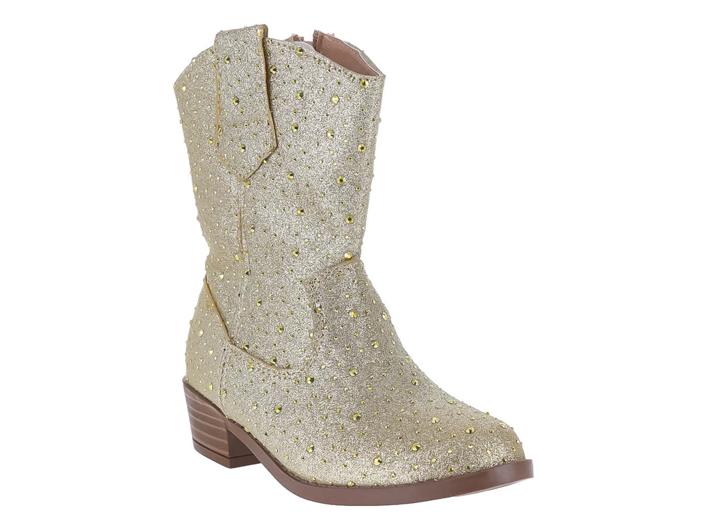 Botas Vaqueras Divitas Color Oro para Niña