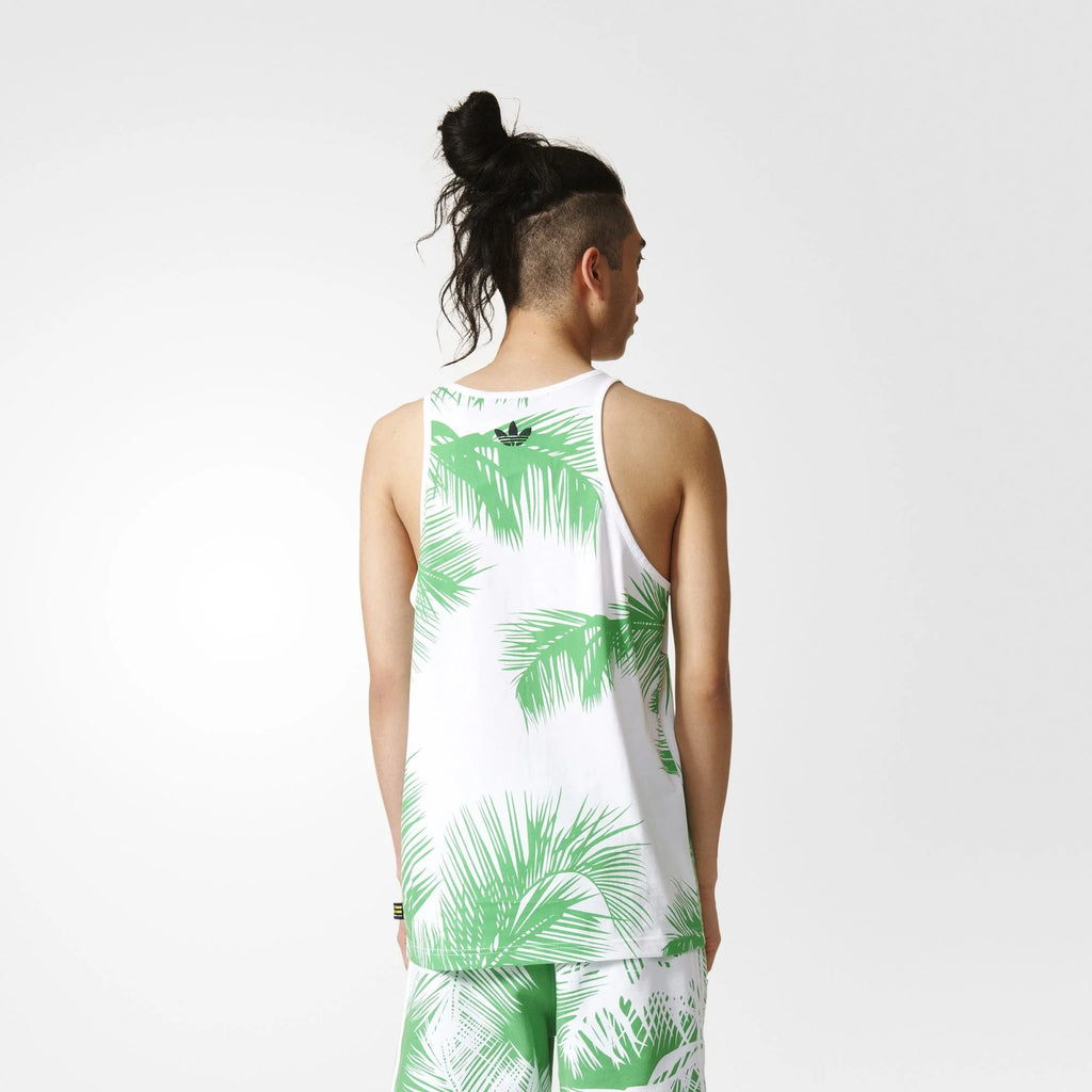 Pharrell Williams BBC Tank Top Palm Trees Mens White VIvid Green