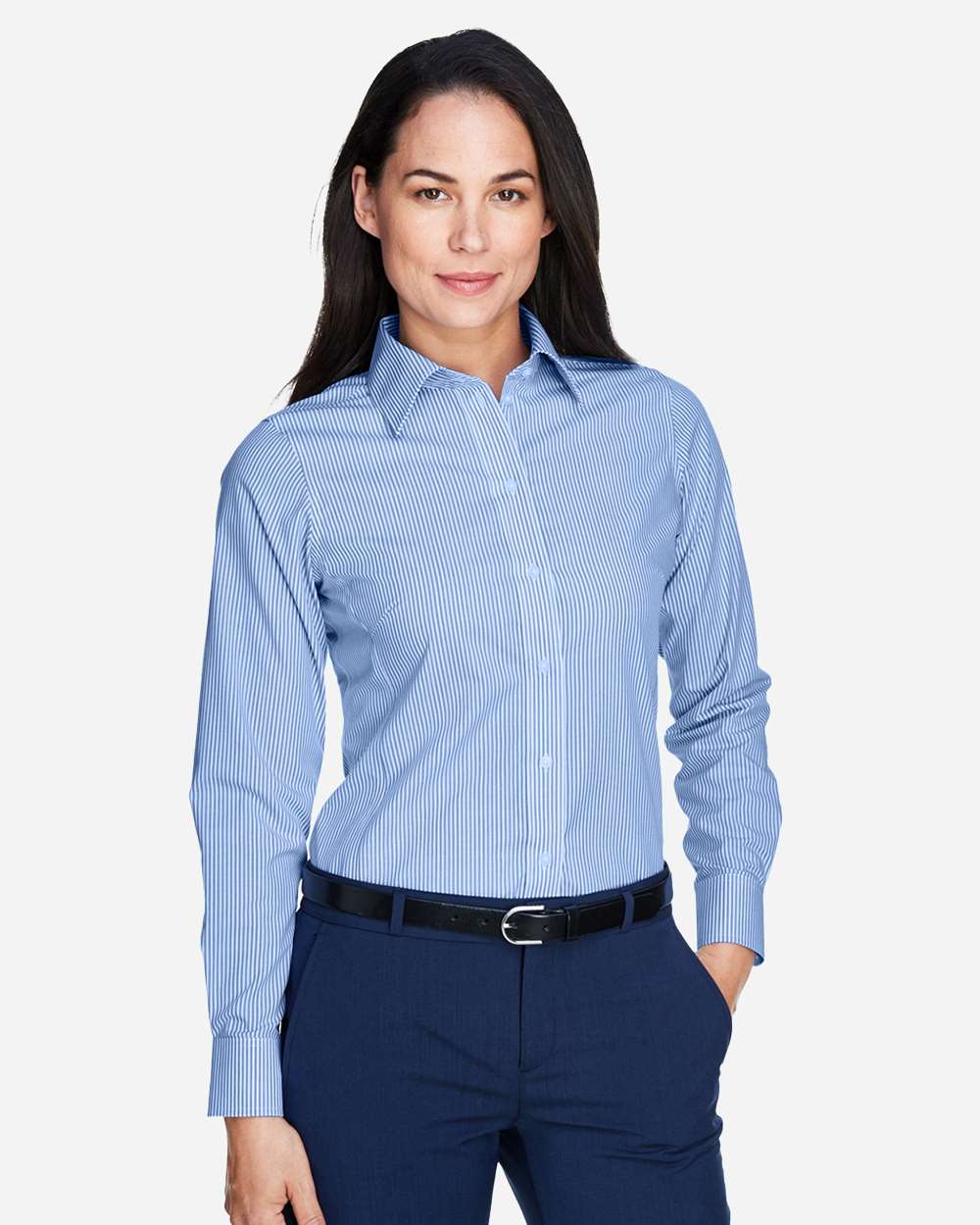 Devon Jones Womens Crown Collection Banker Stripe Woven Dress Shirt